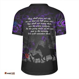 Australia Anzac Day Purple Poppy Tribute Remembered Together Rugby Jersey