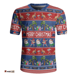Australia Christmas Custom Tropical Ugly Xmas Santa Dapping And Dancing Rugby Jersey