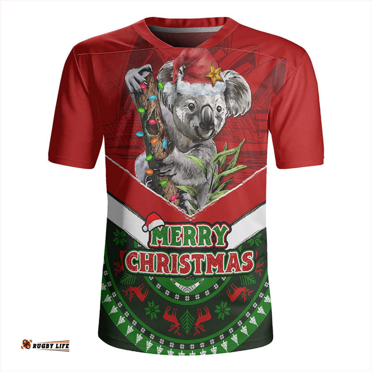 Australia Holiday Koala Merry Christmas Red Rugby Jersey