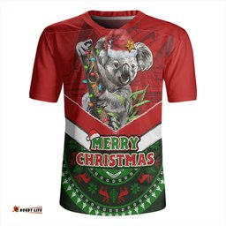 Australia Holiday Koala Merry Christmas Red Rugby Jersey