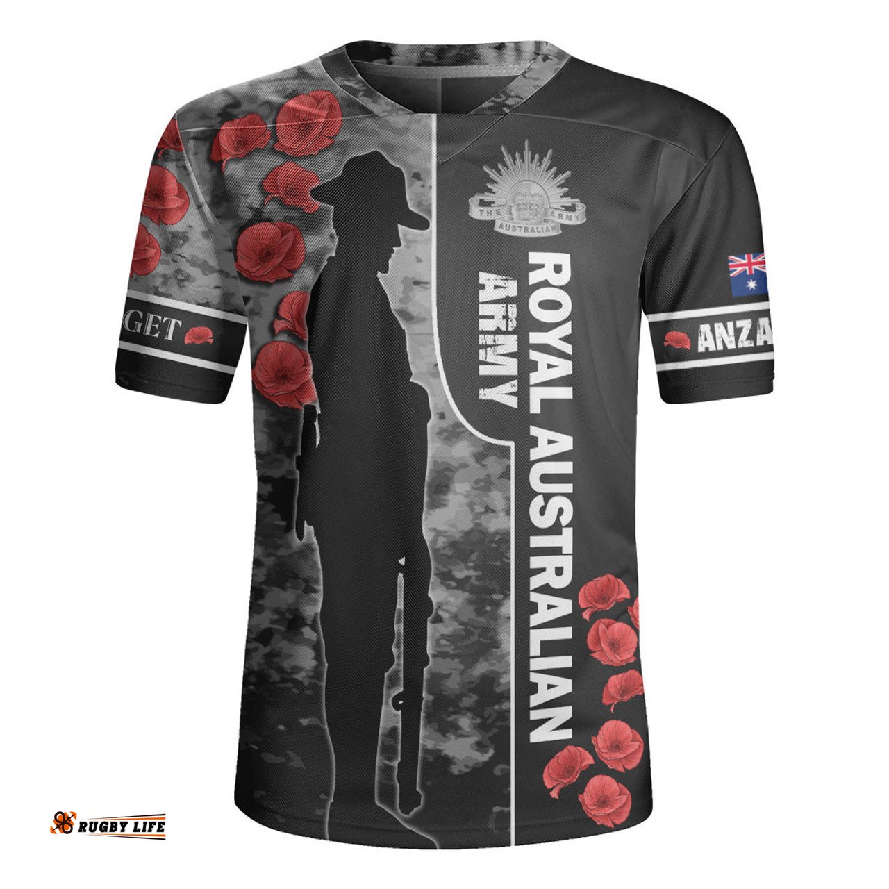 Australia V-Neck Rugby Jerseys - Custom Royal Australian Army Anzac Day Camouflage Style