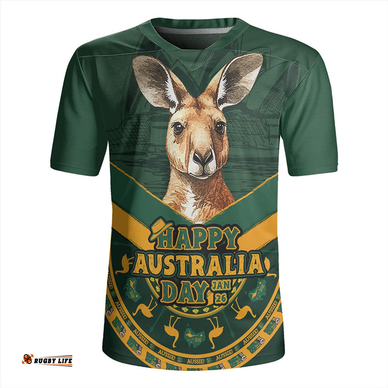 Australia Kangaroo Pride Australia Day Green Rugby Jersey