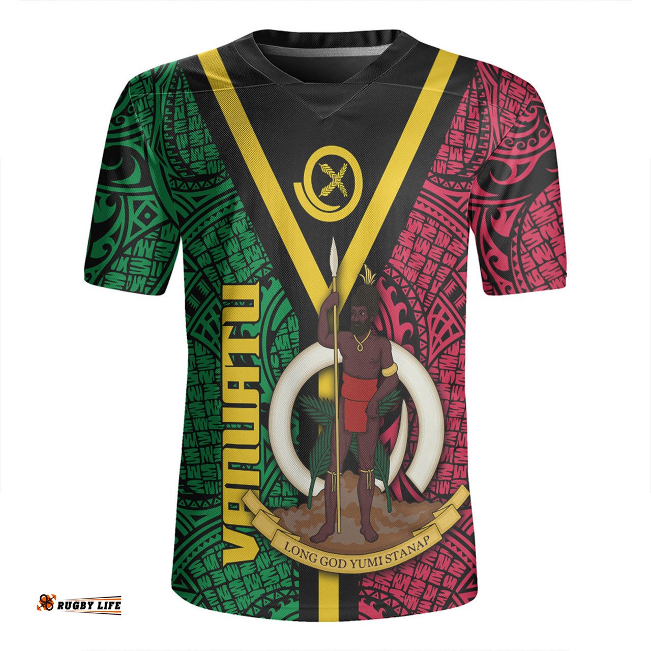 Australia South Sea Islanders Vanuatu Polynesian Flag With Coat Of Arm Rugby Jersey