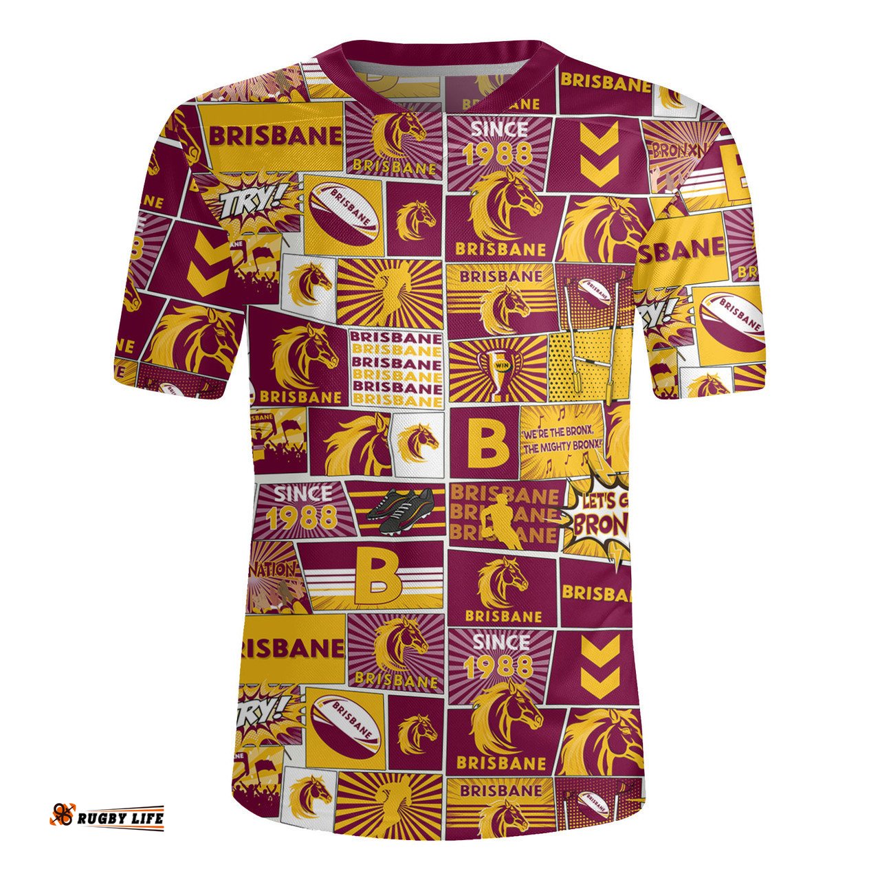 Brisbane Broncos Team Of Us Die Hard Fan Supporters Comic Style Rugby Jersey