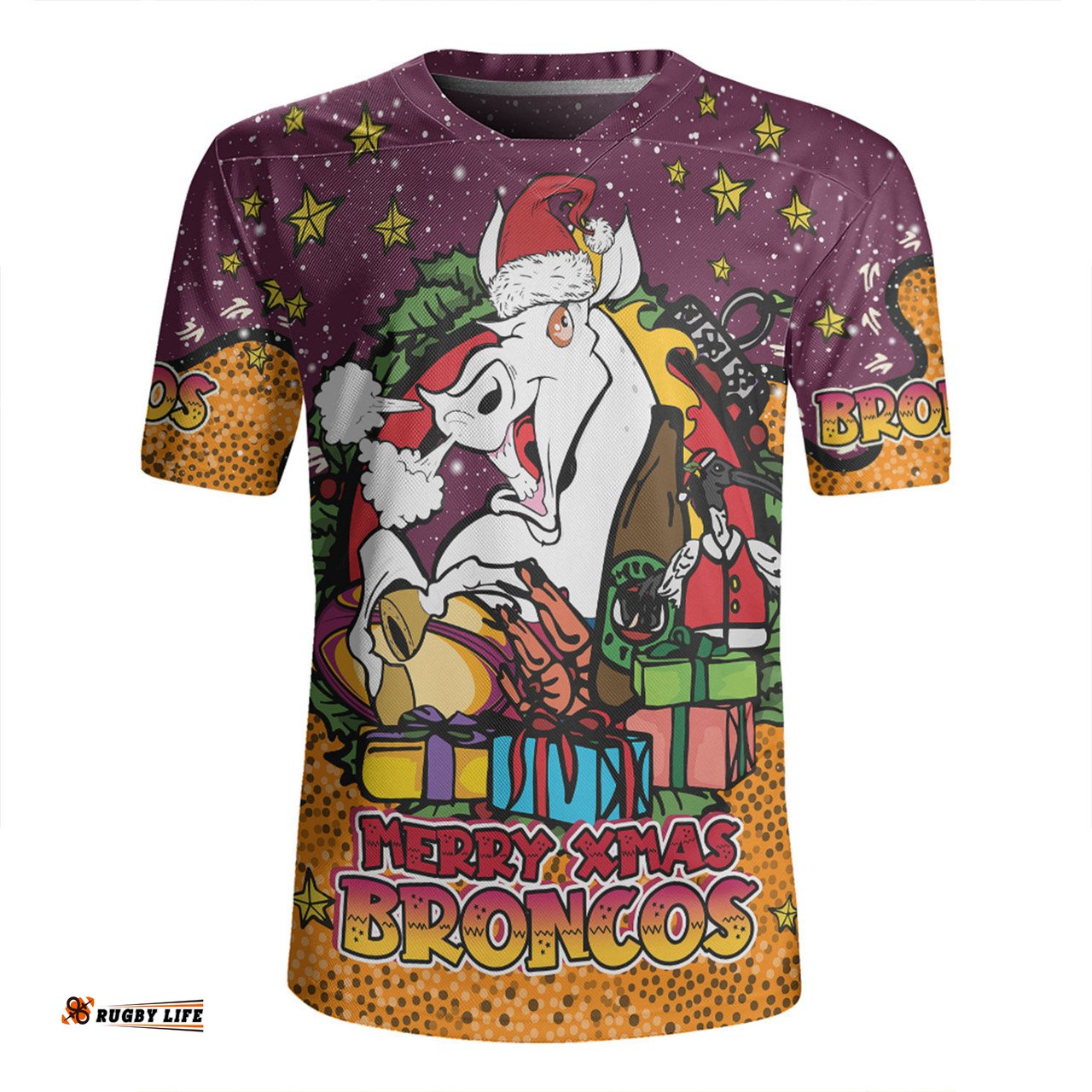 Brisbane Broncos Christmas Custom Merry Christmas Our Beloved Team With Aboriginal Dot Art Pattern Rugby Jersey