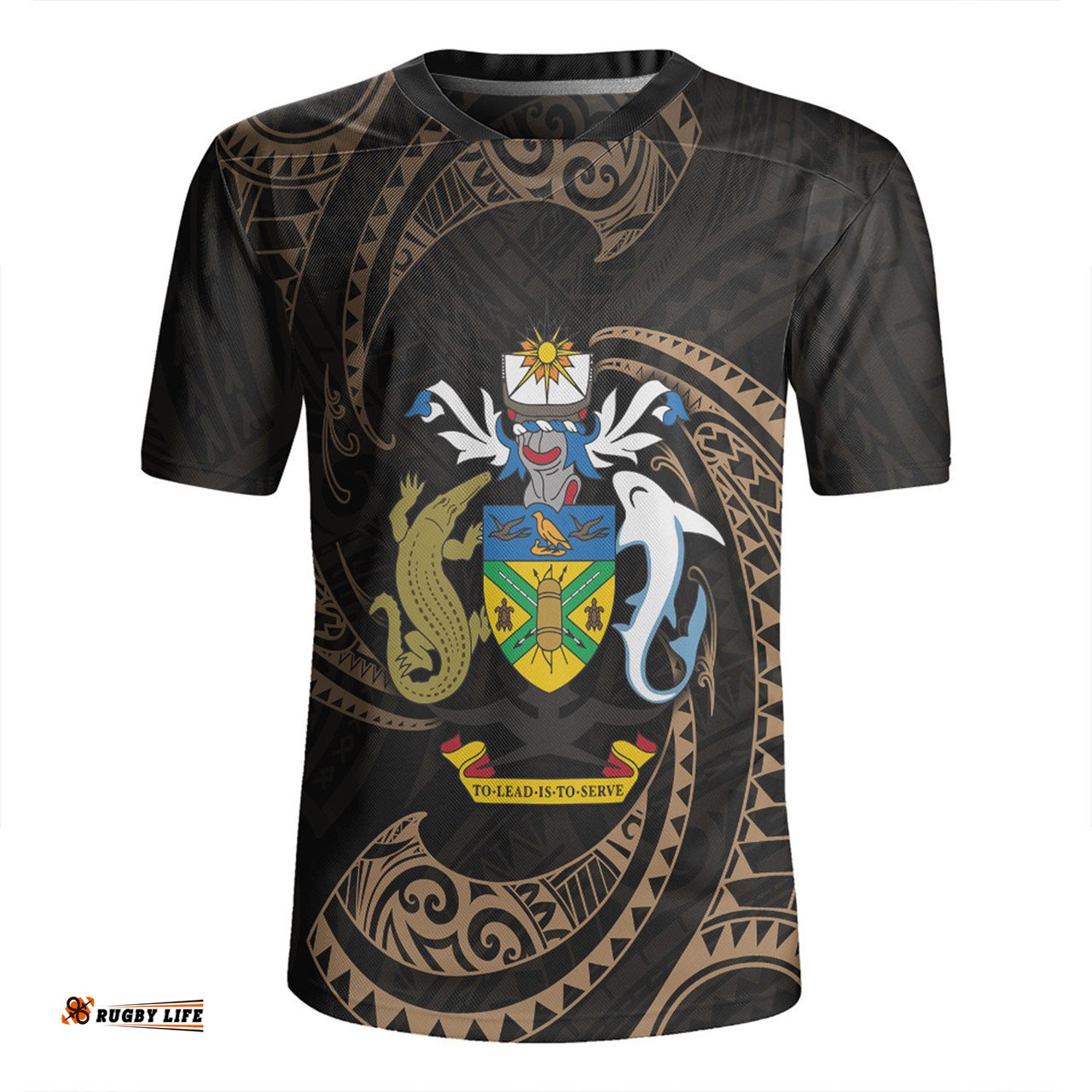 Australia South Sea Islanders Solomon Islands Gold Tribal Wave Pattern Rugby Jersey