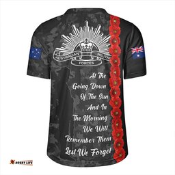 Australia Poppy Line Anzac Memorial Black Rugby Jersey