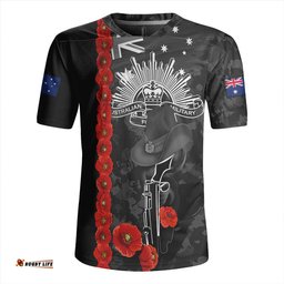 Australia Poppy Line Anzac Memorial Black Rugby Jersey