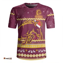 Brisbane Broncos Christmas Custom Ugly Xmas And Aboriginal Patterns For Die Hard Fan Rugby Jersey