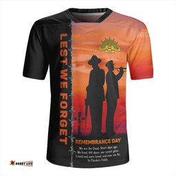 Australia Remembrance Day We Shall Not Forget We Will Remember Them Orange Rugby Jersey