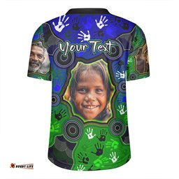 Australia Torres Strait Islands Custom Aboriginal Dot Art Indigenous Handprints Personalised Photo Rugby Jersey