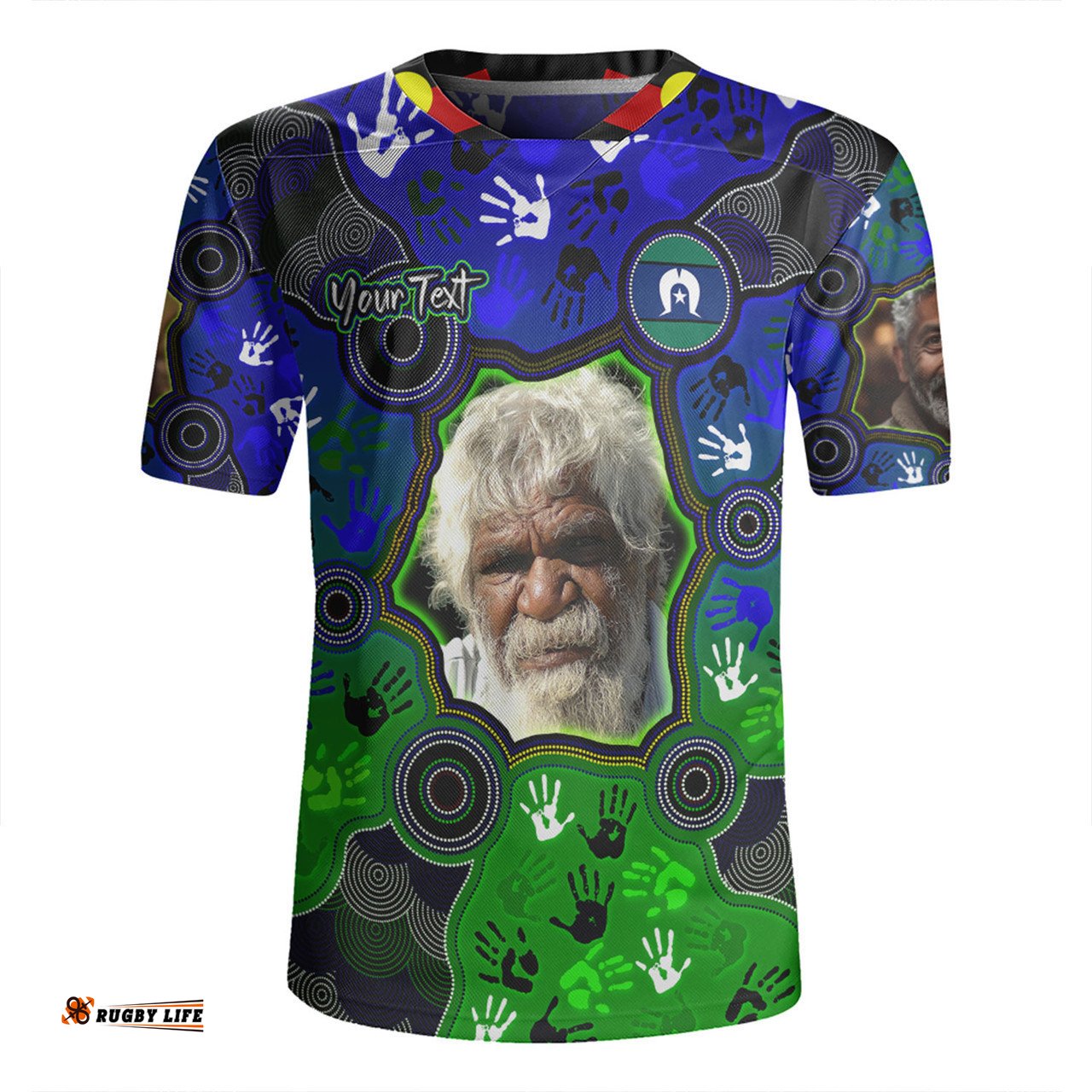 Australia Torres Strait Islands Custom Aboriginal Dot Art Indigenous Handprints Personalised Photo Rugby Jersey