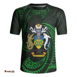Australia South Sea Islanders Solomon Islands Green Tribal Wave Pattern Rugby Jersey