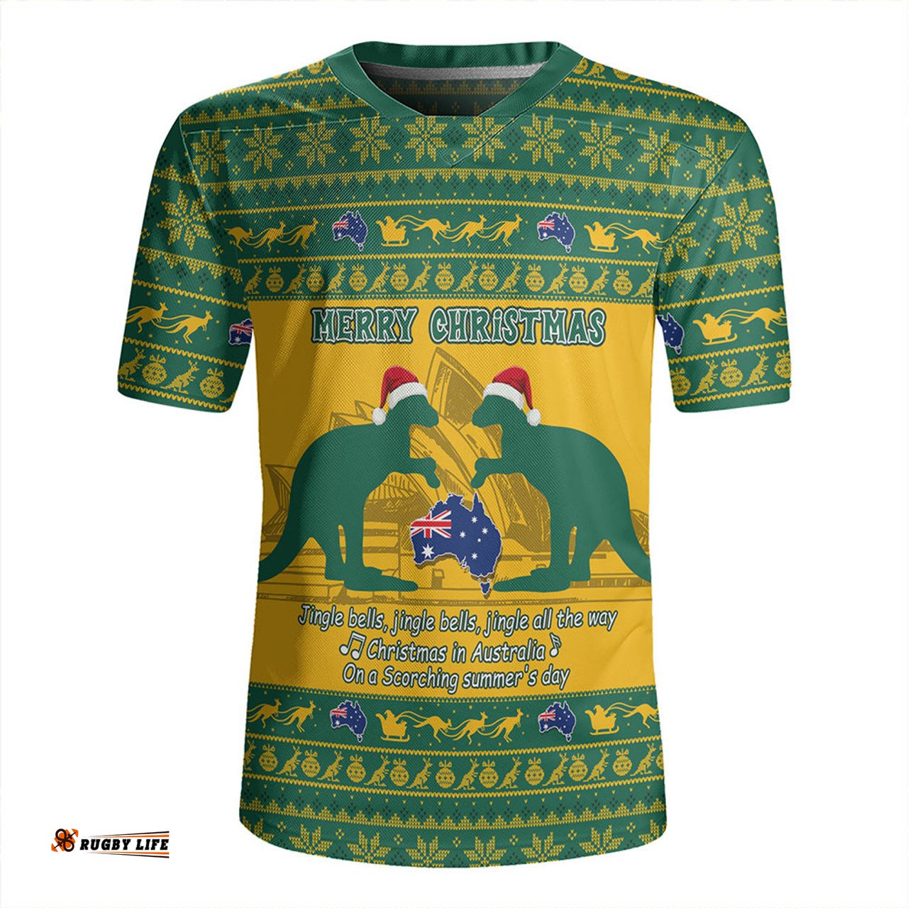 Australia Scorching Australia Christmas Green Rugby Jersey