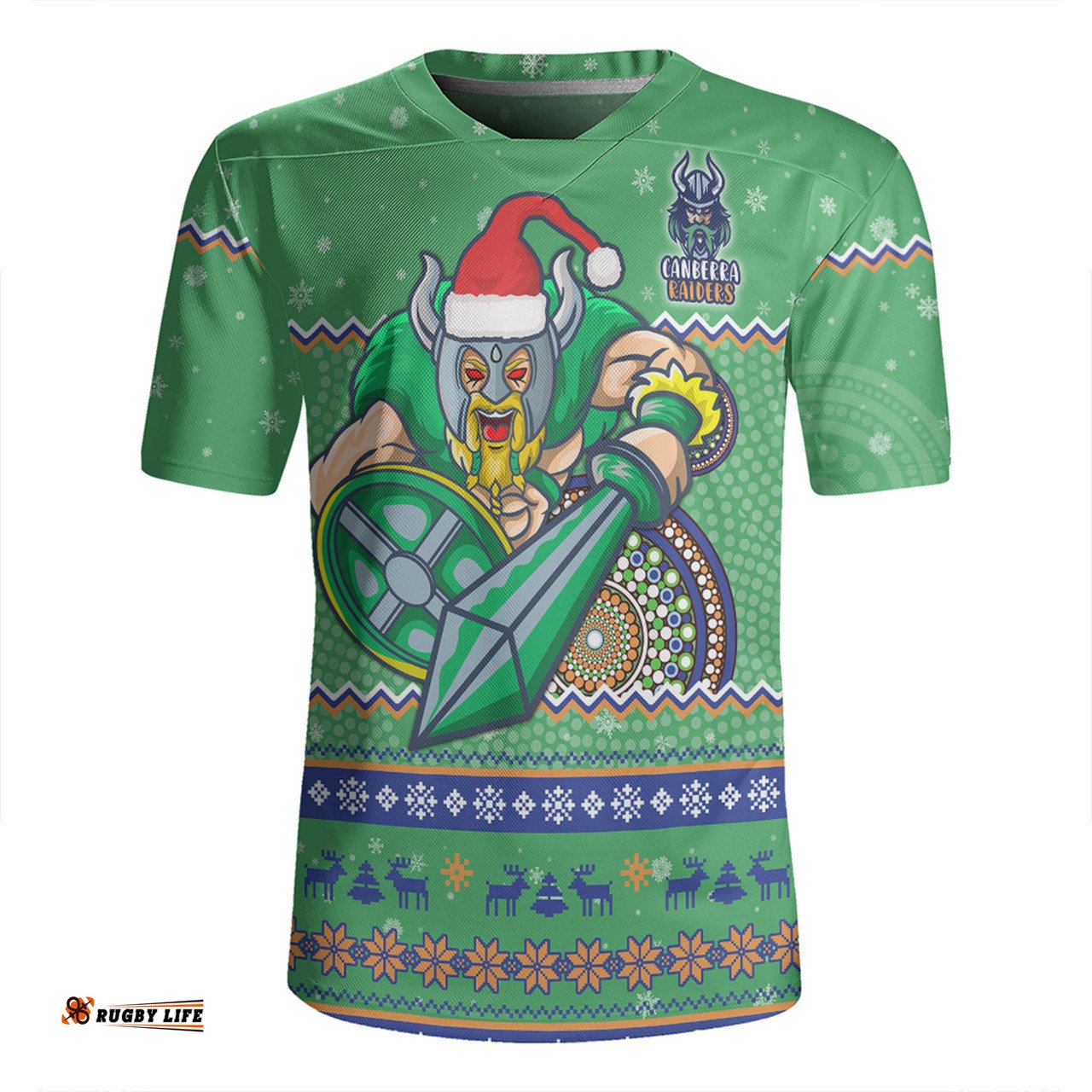 Canberra Raiders Christmas Custom Ugly Xmas And Aboriginal Patterns For Die Hard Fan Rugby Jersey