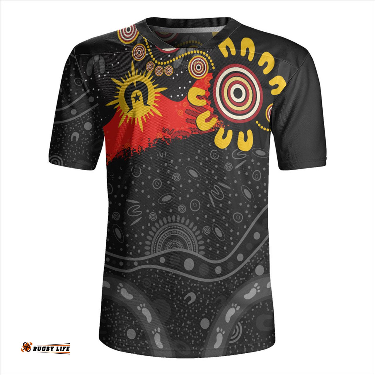 Australia Aboriginal Indigenous Dot Painting With Flag Rugby Jersey