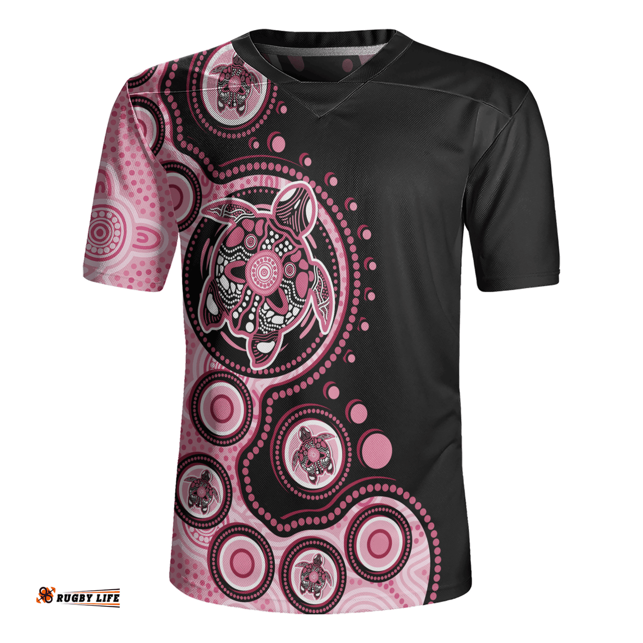 Australia Indigenous Turtle Aboriginal Dot Art Pink Rugby Jersey