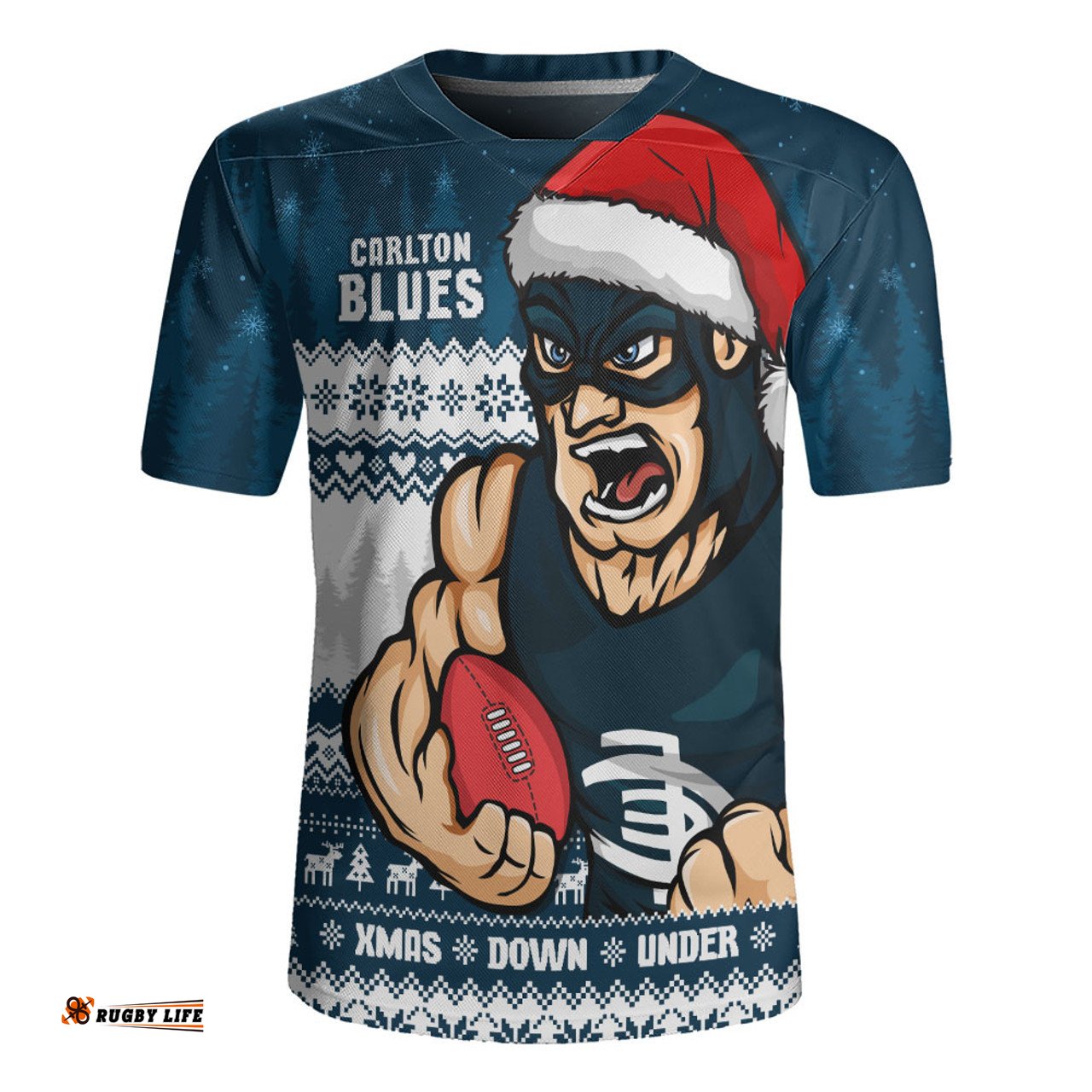 Carlton Merry Christmas Down Under Footy Power Style Rugby Jersey
