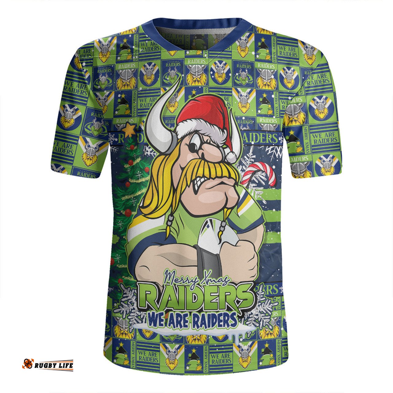 Canberra Raiders Merry Ugly Christmas Comic Style Rugby Jersey
