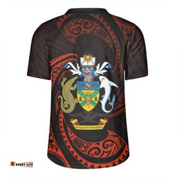 Australia South Sea Islanders Solomon Islands Red Tribal Wave Pattern Rugby Jersey