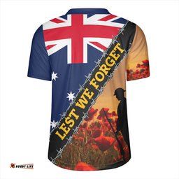 Australia Custom Anzac Day Let We Forget Barbed Wire Rugby Jersey