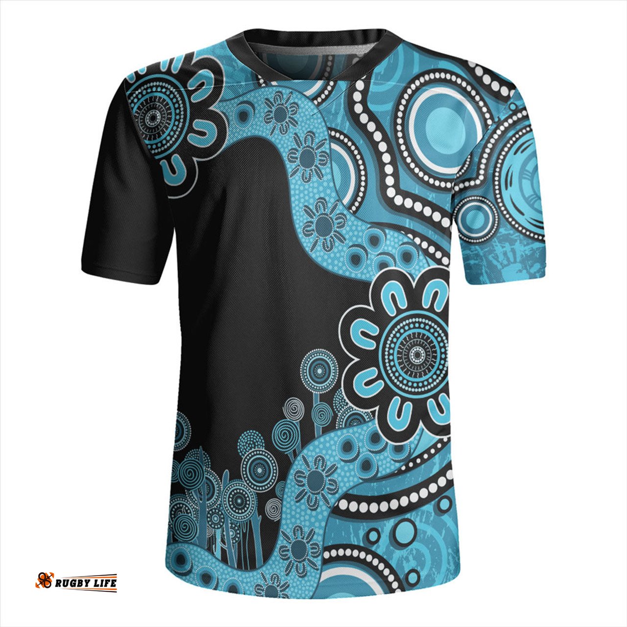 Australia Aboriginal Indigenous Dot Painting Blue Rugby Jersey