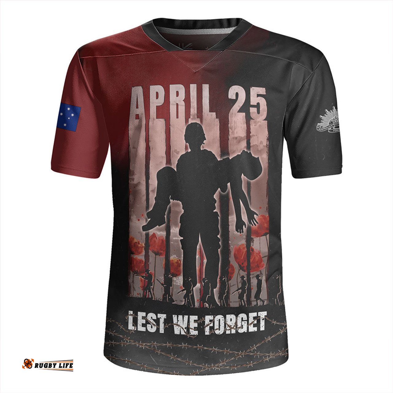 Australia Anzac Day Lest We Forget The Sacrifice Of Soldiers Rugby Jersey