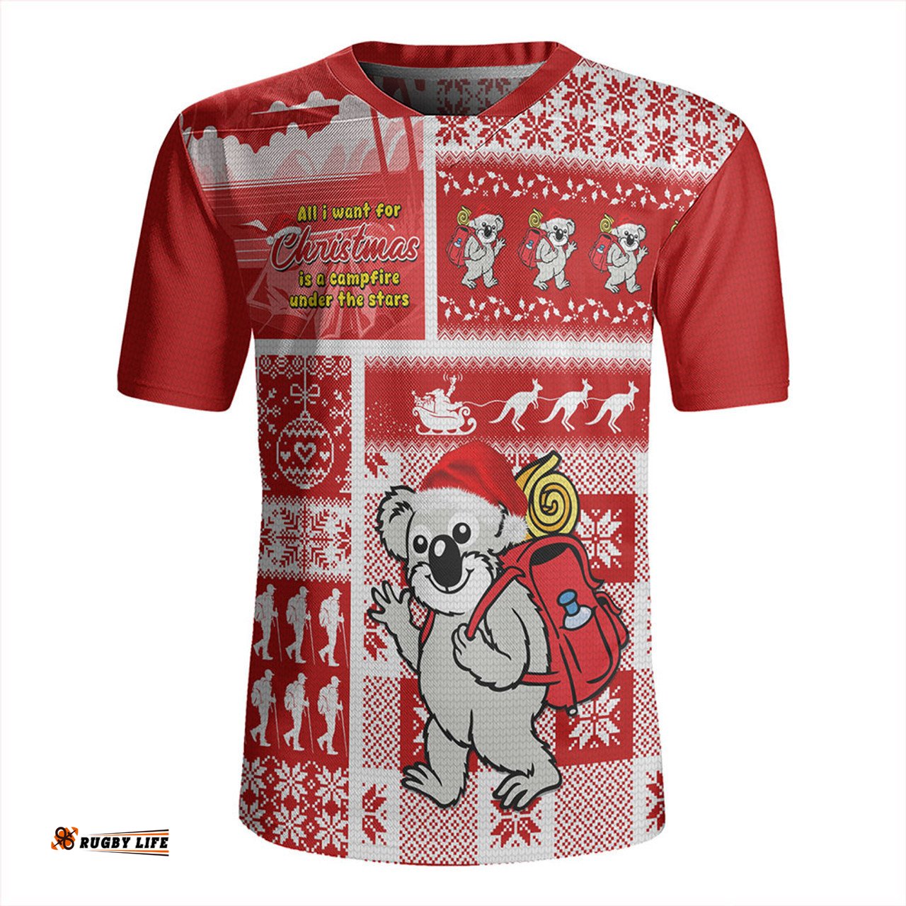 Australia Koala Wonderland Christmas Red Rugby Jersey