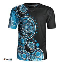 Australia Indigenous Turtle Aboriginal Dot Art Blue Rugby Jersey