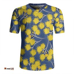 Australia Flowers Aboriginal Yellow Wattle Flowers With Aboriginal Dot Art Rugby Jersey