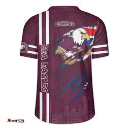 Manly Warringah Sea Eagles V-Neck Rugby Jerseys - Happy Australia Day Flag Scratch Style