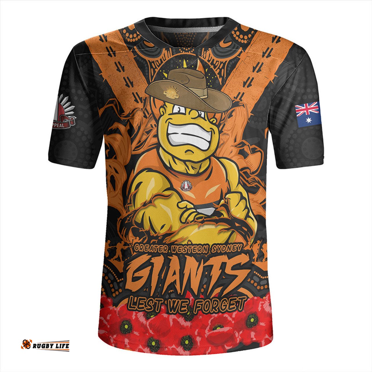 GWS GIANTS V-Neck Rugby Jerseys Ripped Legacy Of The Game The ANZAC Spirit Lives On