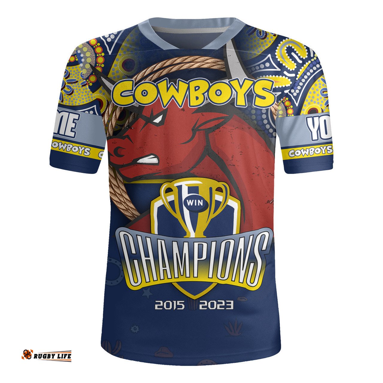 North Queensland Cowboys V-Neck Rugby Jerseys - Custom Talent Win Games But Teamwork And Intelligence Win Championships With Aboriginal Style