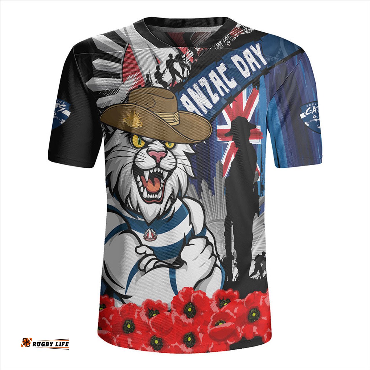 Geelong Cats V-Neck Rugby Jerseys Anzac Day Honor United In Spirit