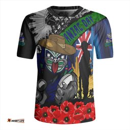New Zealand Warriors V-Neck Rugby Jerseys United In Spirit Anzac Day Tribute