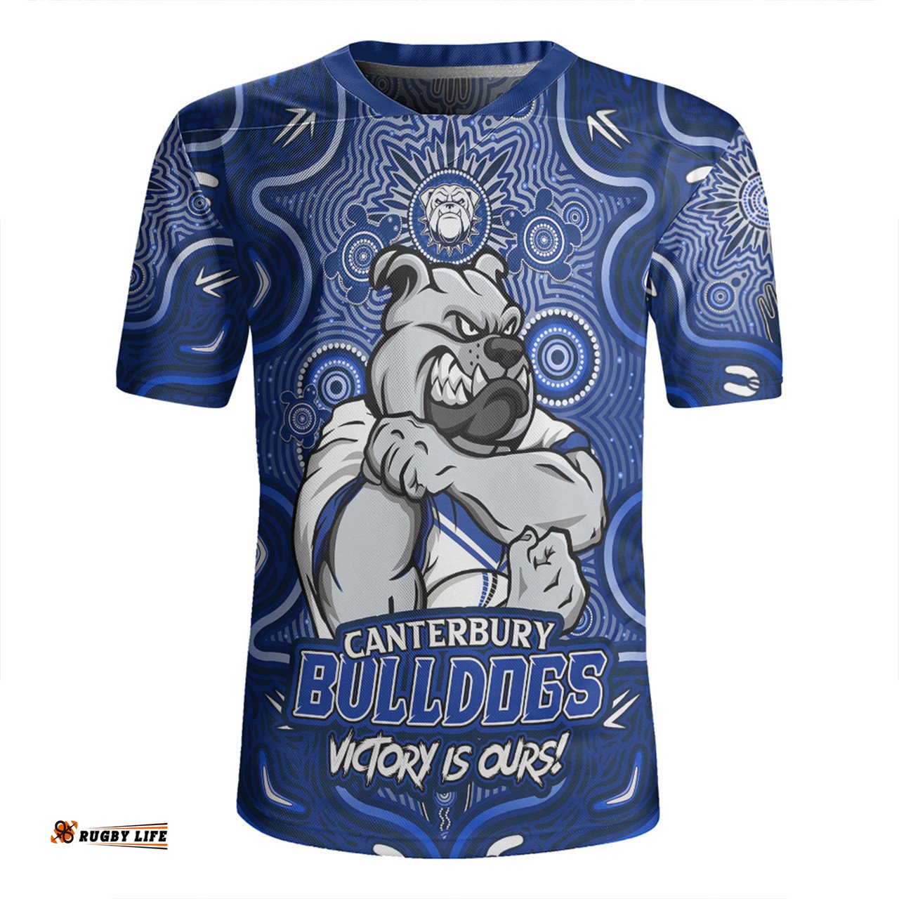 Canterbury-Bankstown Bulldogs V-Neck Rugby Jerseys Aboriginal Pattern Inspired Victory Is Ours
