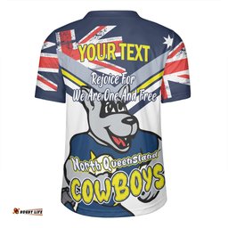 North Queensland Cowboys V-Neck Rugby Jerseys - Happy Australia Day We Are One And Free V2