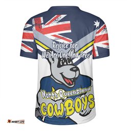 North Queensland Cowboys V-Neck Rugby Jerseys - Happy Australia Day We Are One And Free V2