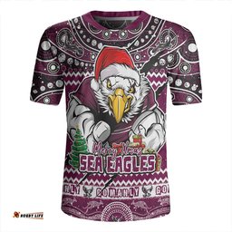 Manly Warringah Sea Eagles V-Neck Rugby Jerseys Aboriginal Xmas Special Ugly Christmas Style
