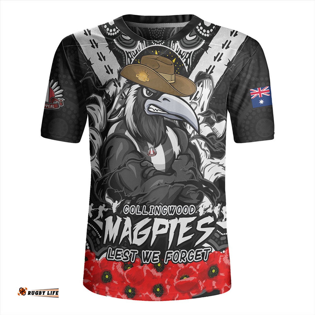 Collingwood V-Neck Rugby Jerseys Ripped Legacy Of The Game The ANZAC Spirit Lives On