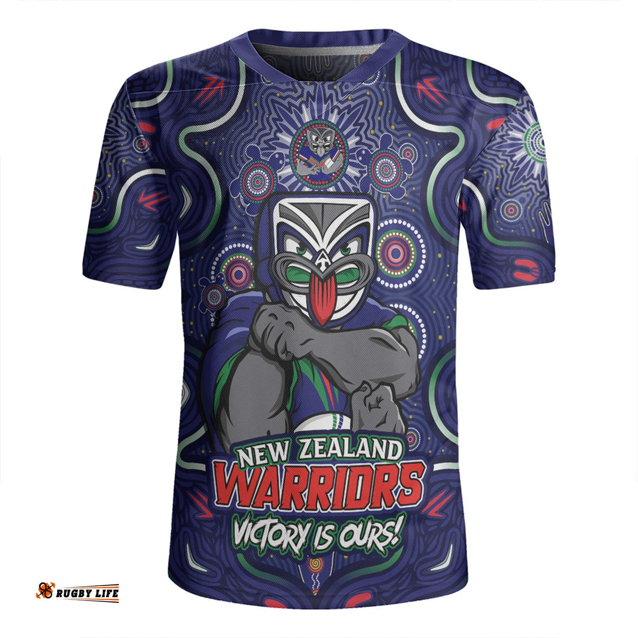 New Zealand Warriors V-Neck Rugby Jerseys Aboriginal Pattern Inspired Victory Is Ours