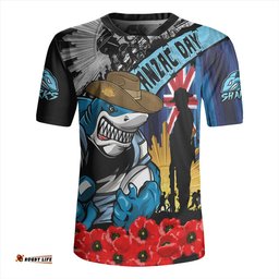 Cronulla-Sutherland Sharks V-Neck Rugby Jerseys United In Spirit Anzac Day Tribute