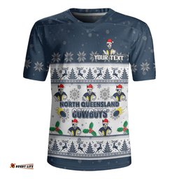 North Queensland Cowboys Christmas Custom V-Neck Rugby Jerseys - Special Ugly Christmas V-Neck Rugby Jerseys