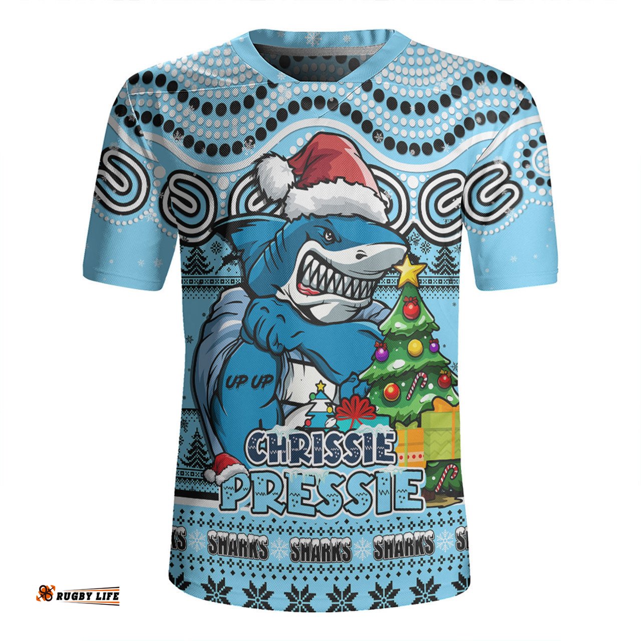 Cronulla-Sutherland Sharks V-Neck Rugby Jerseys Aussie Ugly Christmas For Die Hard Fan Supporters