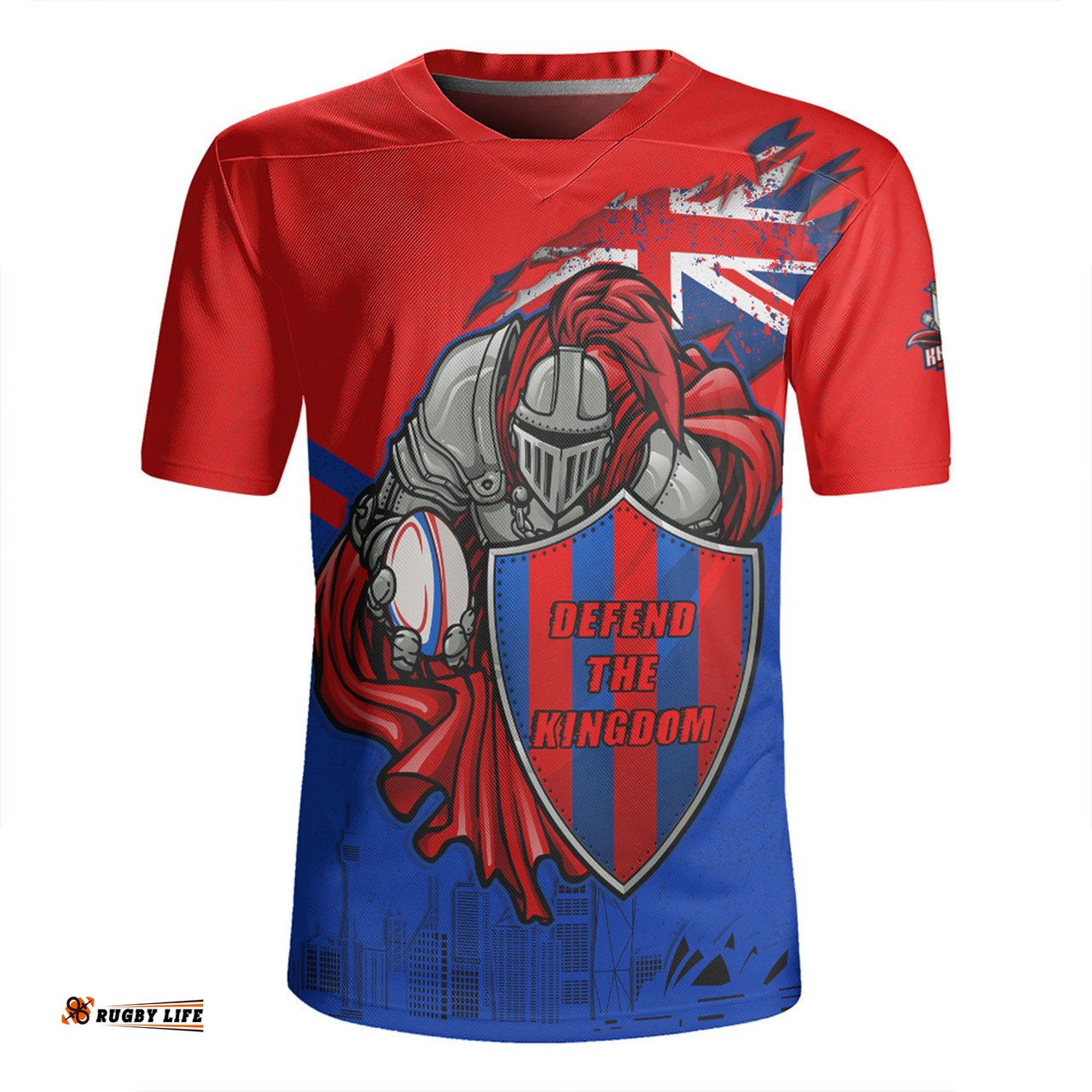 Newcastle Knights V-Neck Rugby Jerseys Custom For Die Hard Fan Australia Flag Scratch Style