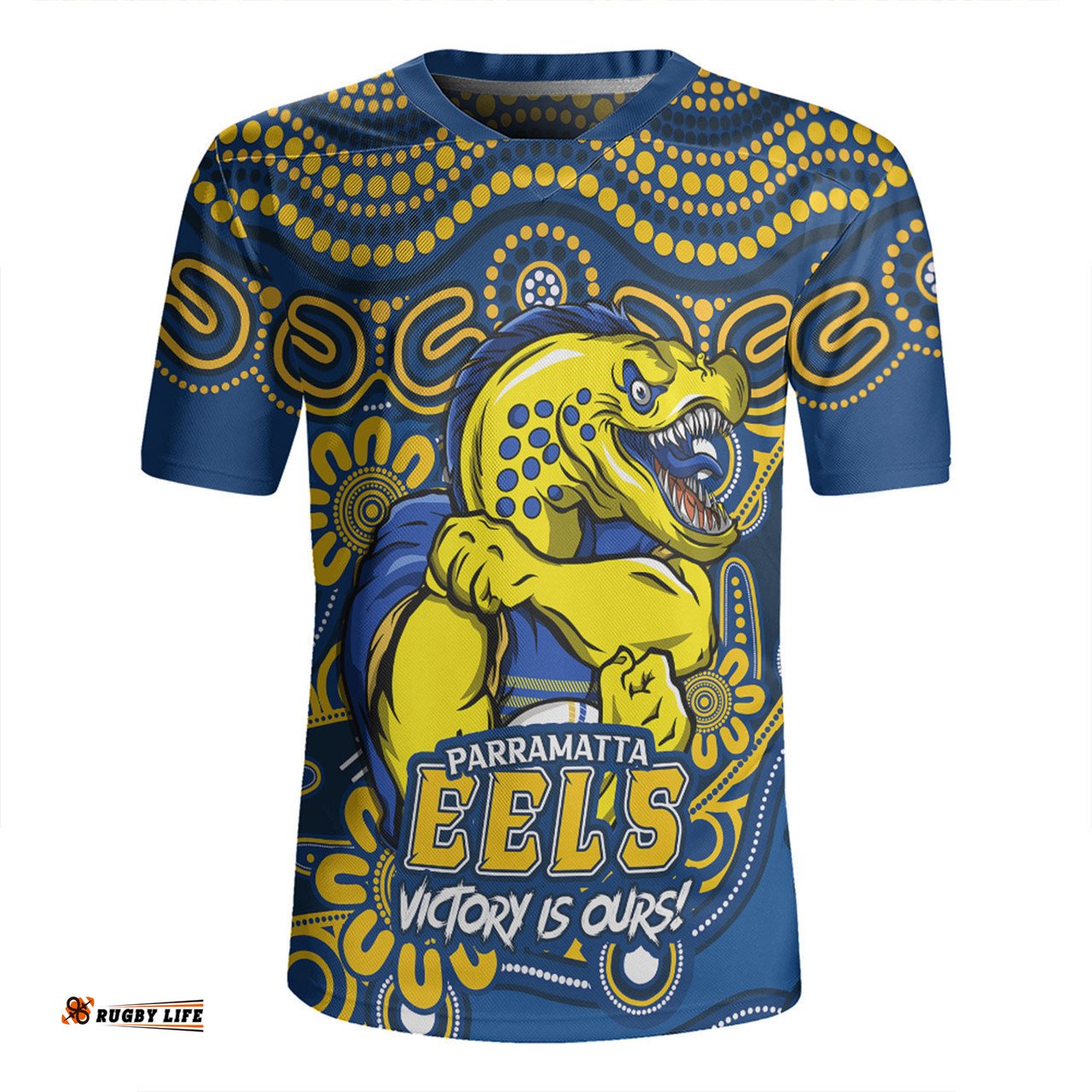 Parramatta Eels V-Neck Rugby Jerseys Aboriginal Inspired Tough Fan Rugby For Life