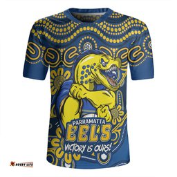 Parramatta Eels V-Neck Rugby Jerseys Aboriginal Inspired Tough Fan Rugby For Life