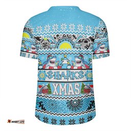 Cronulla-Sutherland Sharks Christmas Aboriginal Custom V-Neck Rugby Jerseys - Indigenous Knitted Ugly Xmas Style V-Neck Rugby Jerseys