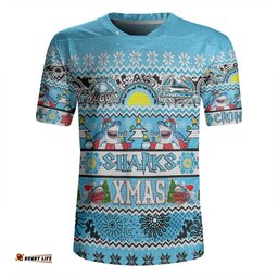 Cronulla-Sutherland Sharks Christmas Aboriginal Custom V-Neck Rugby Jerseys - Indigenous Knitted Ugly Xmas Style V-Neck Rugby Jerseys