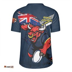 North Queensland Cowboys V-Neck Rugby Jerseys Custom For Die Hard Fan Australia Flag Scratch Style